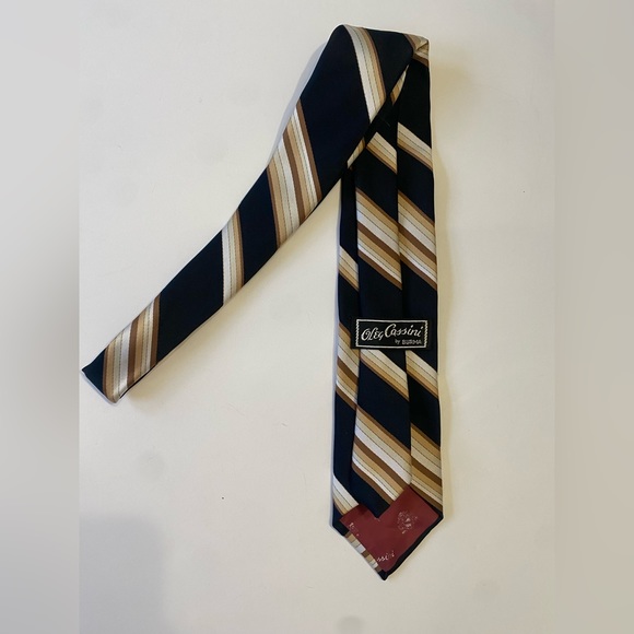 Oleg Cassini Burma Black Stripe Vintage Tie - Picture 3 of 3